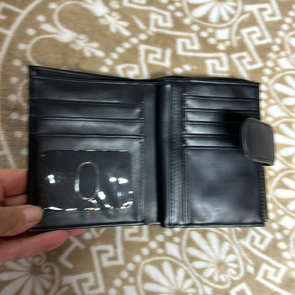 Buxton Top Grain Cowhide Black Women's Wallet Clutch Kiss Lock - Picture 4 of 8